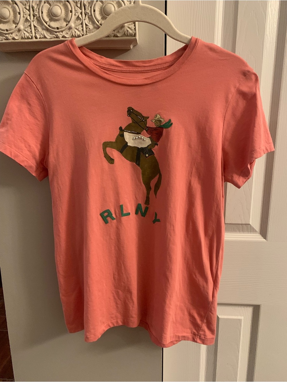 Polo by Ralph Lauren Coral Tee with Horse Graphic - M
